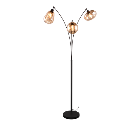 Lámpara de pie Trio Lumina 3 luces negro mate y ámbar 200cm 417000313 - vista 2
