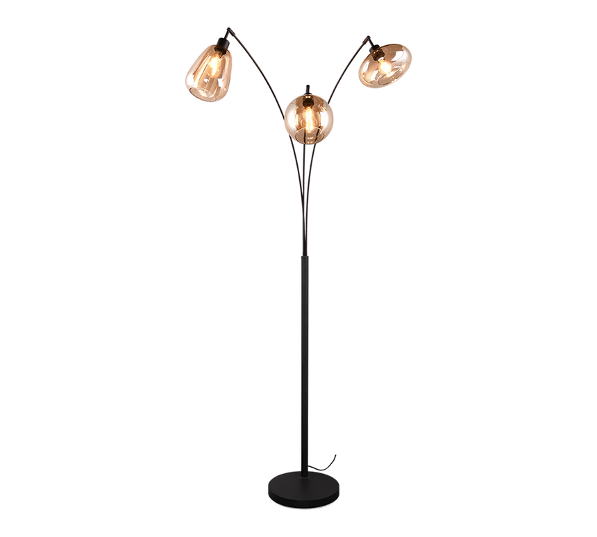 Lámpara de pie Trio Lumina 3 luces negro mate y ámbar 200cm 417000313 - vista 2