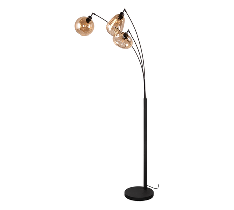 Lámpara de pie Trio Lumina 3 luces negro mate y ámbar 200cm 417000313 - vista 3