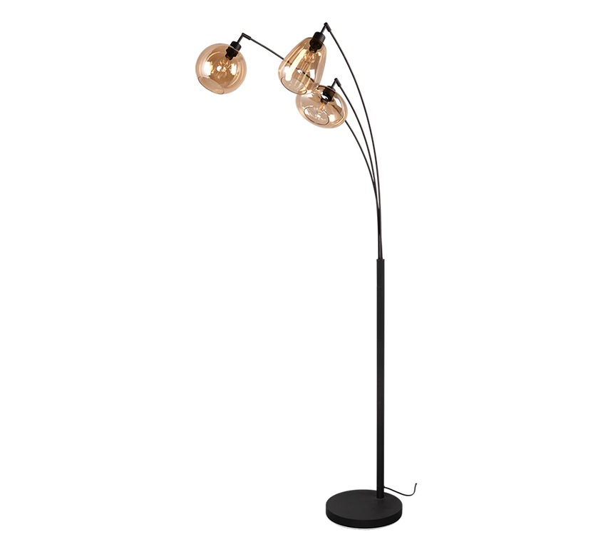 Lámpara de pie Trio Lumina 3 luces negro mate y ámbar 200cm 417000313 - vista 3