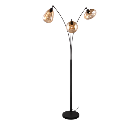 Lámpara de pie Trio Lumina 3 luces negro mate y ámbar 200cm 417000313 - vista 4