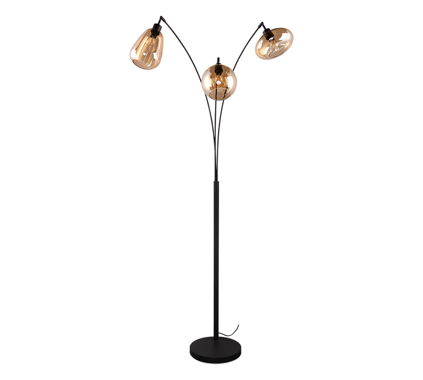 Lámpara de pie Trio Lumina 3 luces negro mate y ámbar 200cm 417000313 - vista 4