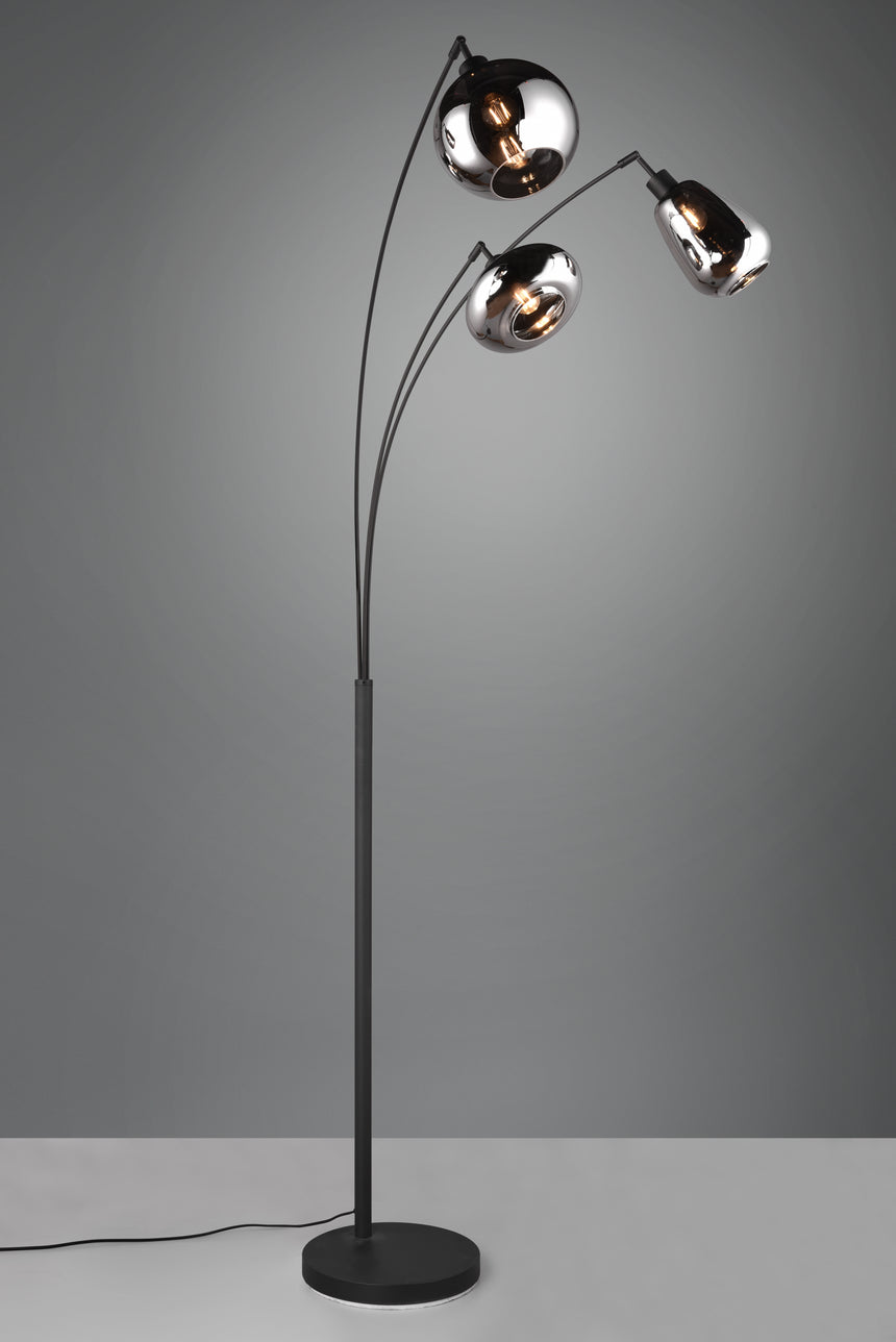 Lámpara de pie Trio Lumina estera negra 417000332