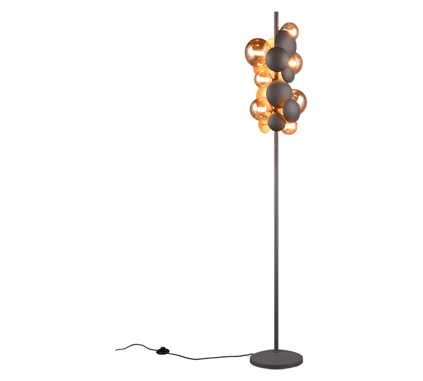 Lámpara de pie Trio Bubble LED antracita 3000K 155cm 4