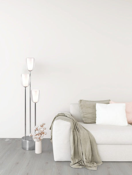 Lámpara de pie Trio Barret LED cromo 3000K 140cm 417500306
