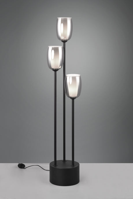 Lámpara de pie Trio Barret LED negro mate 3000K 140cm 417500354