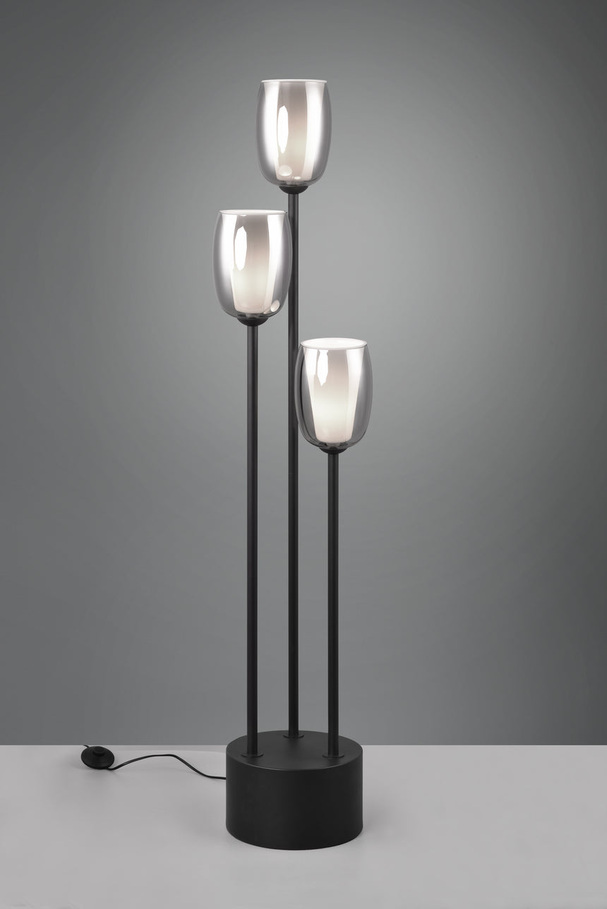 Lámpara de pie Trio Barret LED negro mate 3000K 140cm 417500354