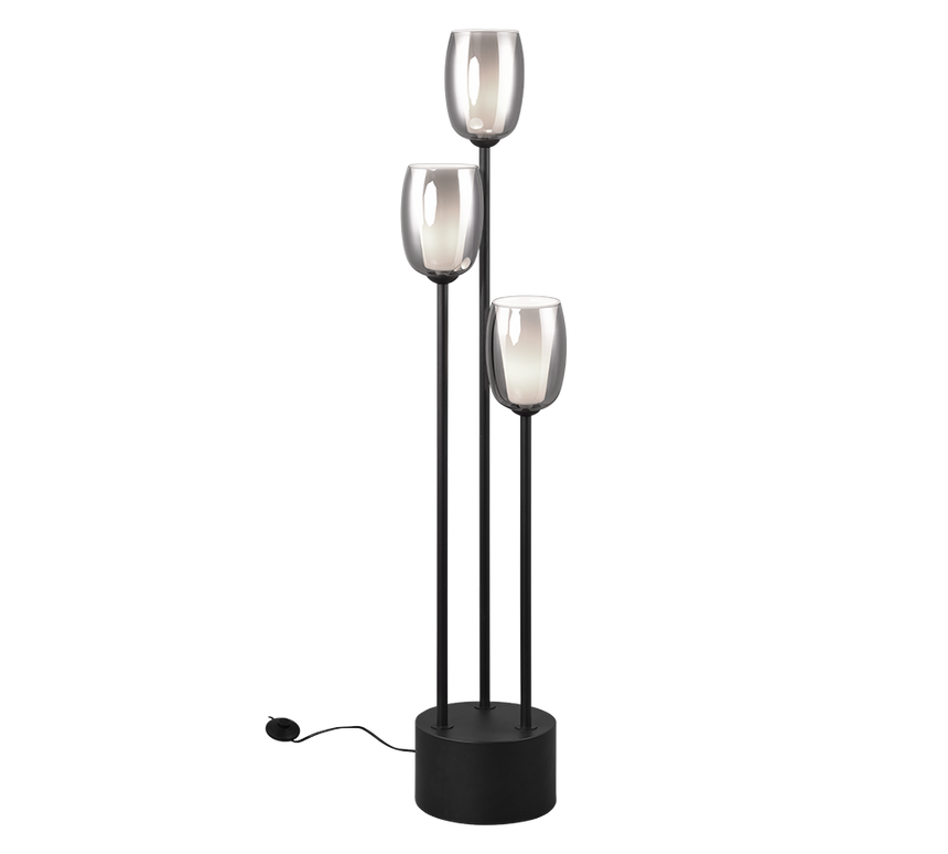 Lámpara de pie Trio Barret LED negro mate 3000K 140cm 4