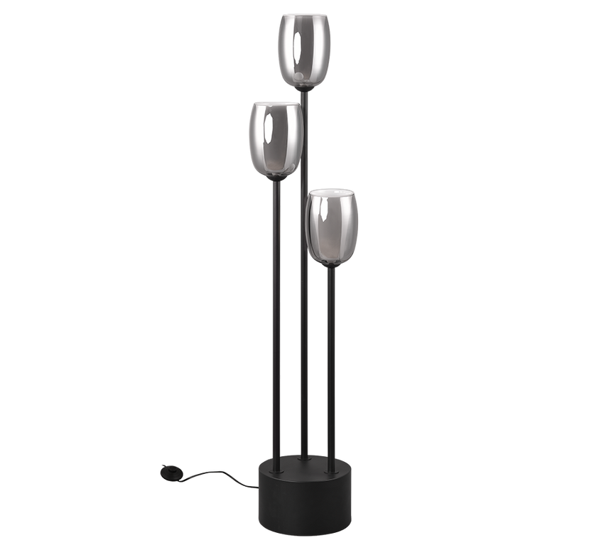 Lámpara de pie Trio Barret LED negro mate 3000K 140cm 417500354