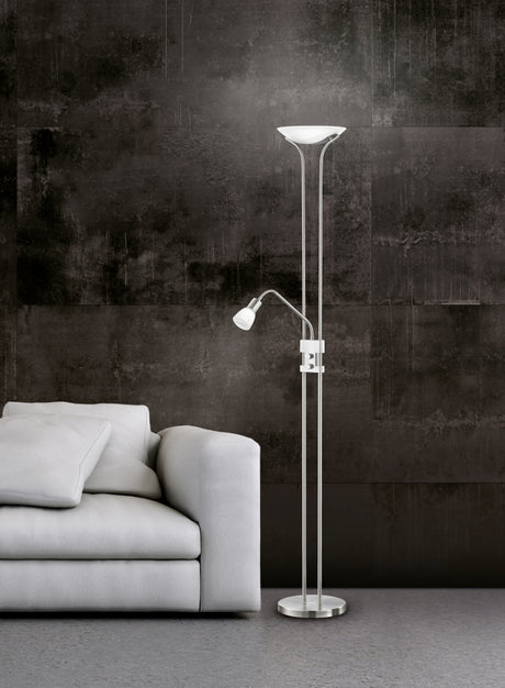 Lámpara de pie Trio Santo II LED níquel mate 3000K 180cm 421910207