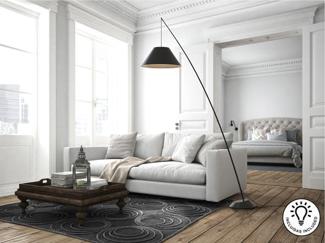 Lámpara de pie de salón Schuller Junco negro cemento 23