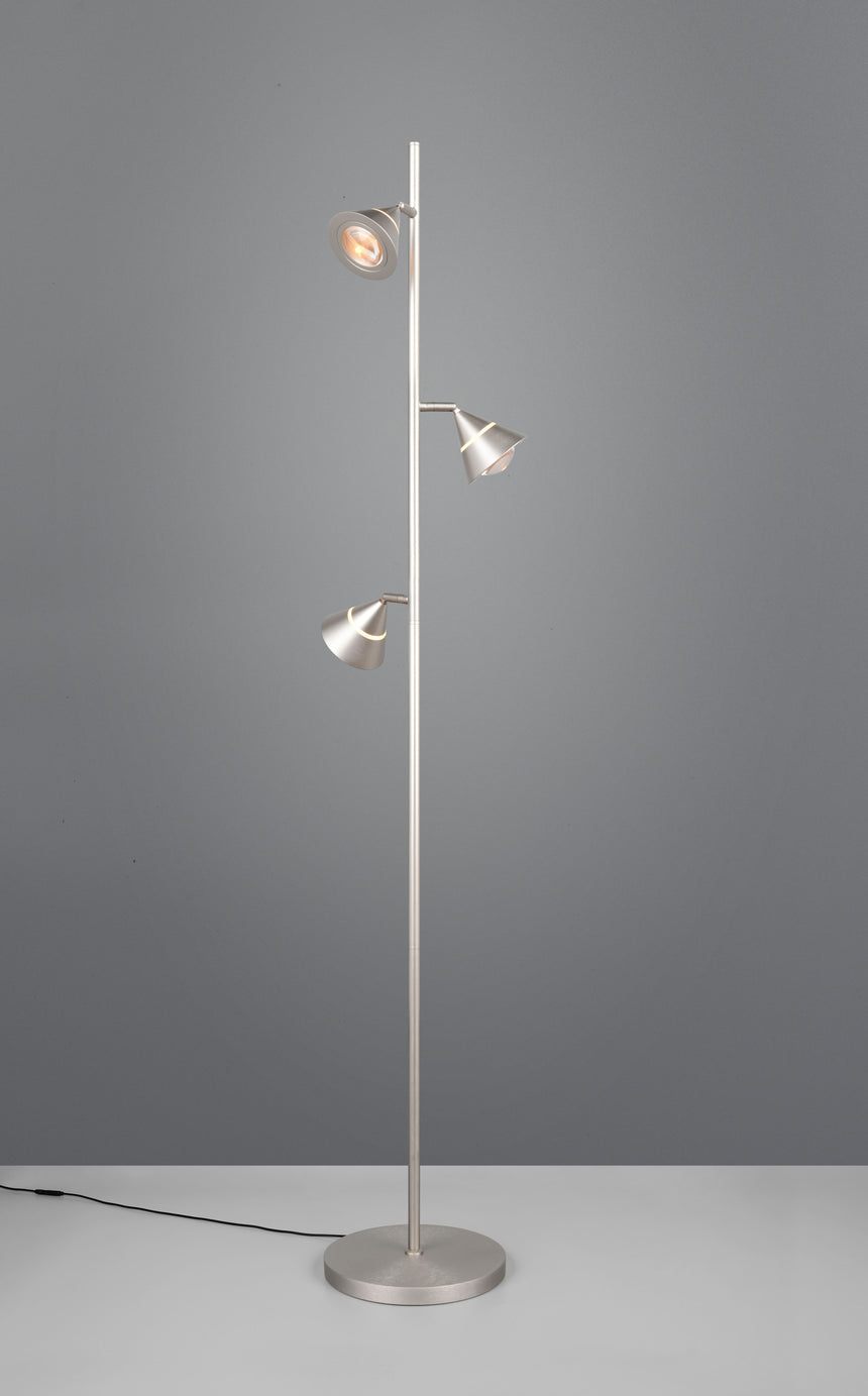 Lámpara de pie Trio Romeo LED níquel mate 150cm 437010307