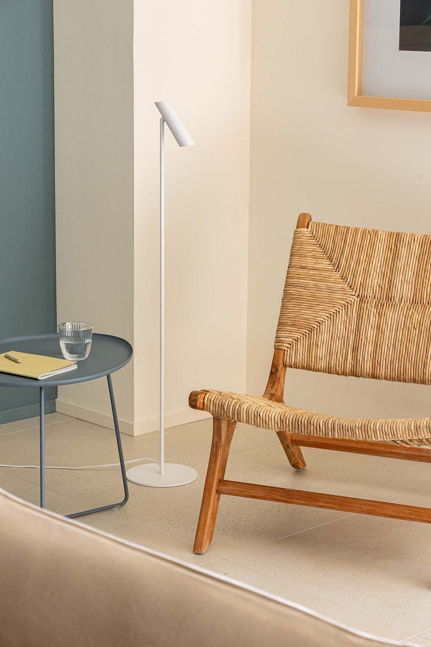 Lámpara de pie salón Faro Leo LED blanco mate 2700K 43798