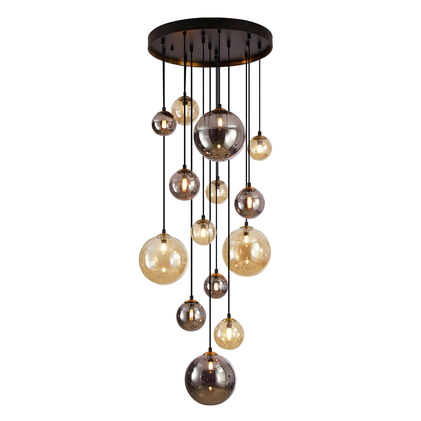 Schuller Dark Lámpara grande de techo colgante 14 luces dorado negro 439015