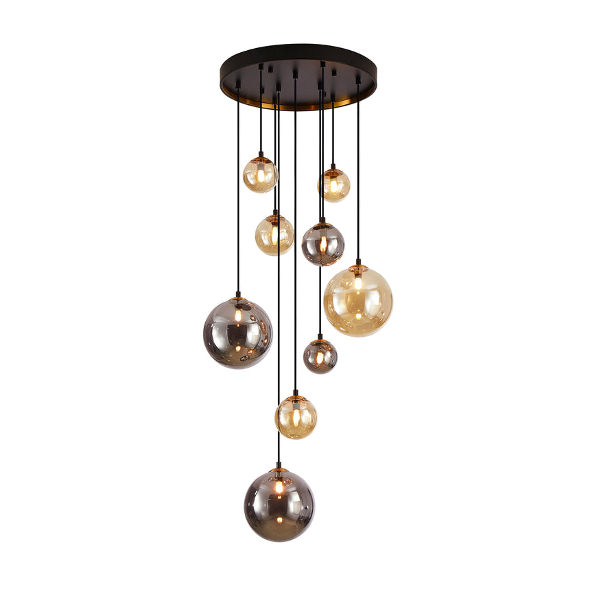 Schuller Dark Lámpara de techo colgante 9 luces negro latón 439176