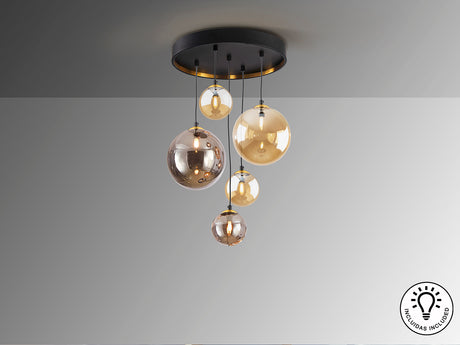 Lámpara de techo colgante bolas Schuller Dark 5 luces n - ambiente
