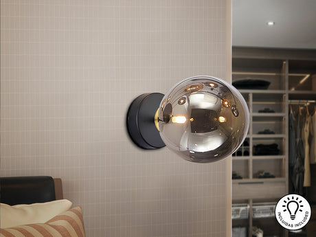 Lámpara aplique de pared bolas Schuller Dark 1 luz negro y latón