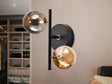 Lámpara aplique de pared bolas Schuller Dark 2 luces negro y latón 439749