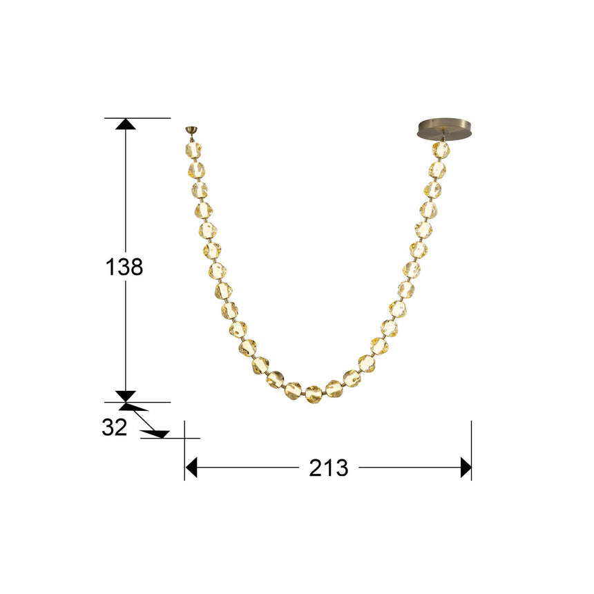 Lámpara de techo colgante Schuller Zaria II 29 luces bronce y ambar 3000K regulable dimensiones