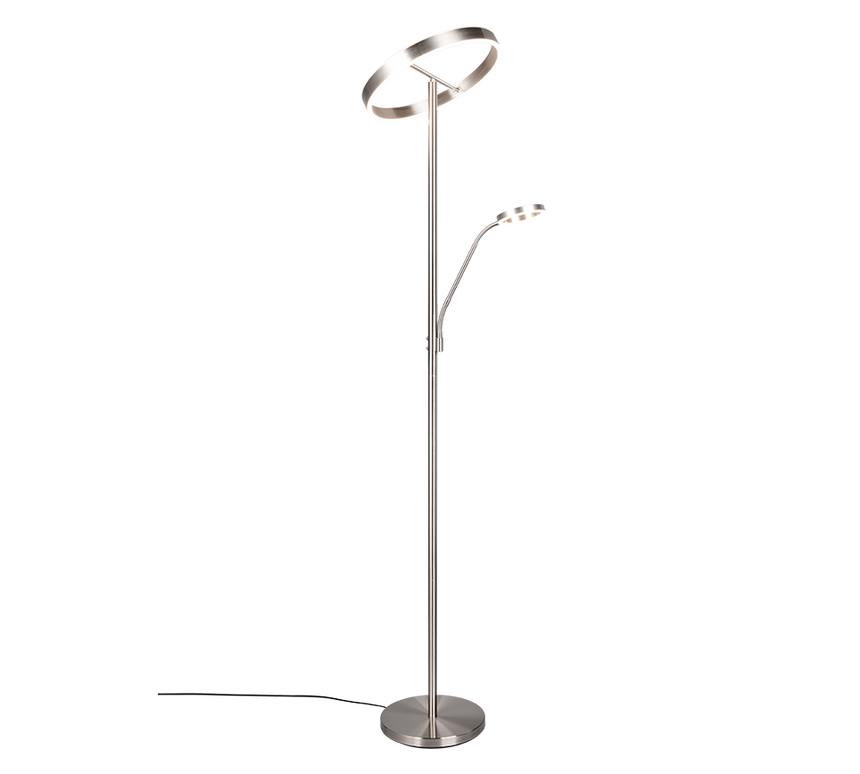 Lámpara de pie Trio Willis LED níquel mate 180cm 449510207