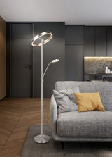 Lámpara de pie Trio Willis LED níquel mate 180cm 449510207