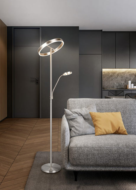 Lámpara de pie Trio Willis LED níquel mate 180cm 449510207
