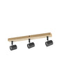 Regleta de focos MDC Etnia E27 3 luces negro mate y madera natural IP20 450039101
