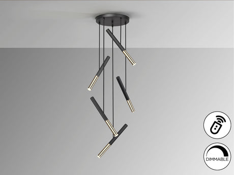 Lámpara de techo colgante Schuller Edna 5 luces negro y
