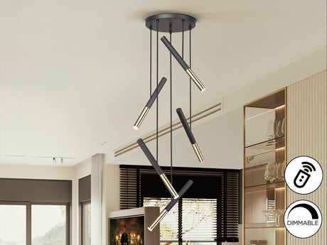Lámpara de techo colgante Schuller Edna 5 luces negro y - vista 4