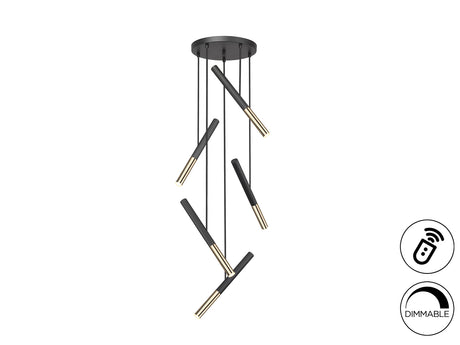 Lámpara de techo colgante Schuller Edna 5 luces negro y - vista 3