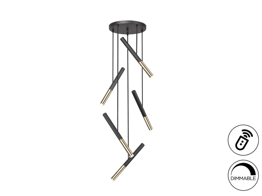 Lámpara de techo colgante Schuller Edna 5 luces negro y - vista 3