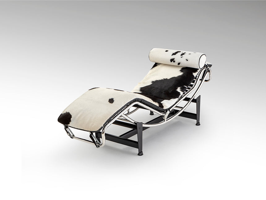 Chaise longue Schuller Leco cromo y negro piel y acero 154x56cm 458436