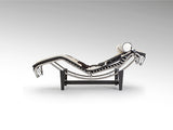 Chaise longue Schuller Leco cromo y negro piel y acero 154x56cm 458436