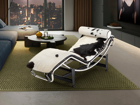 Chaise longue Schuller Leco cromo y negro piel y acero 154x56cm 458436