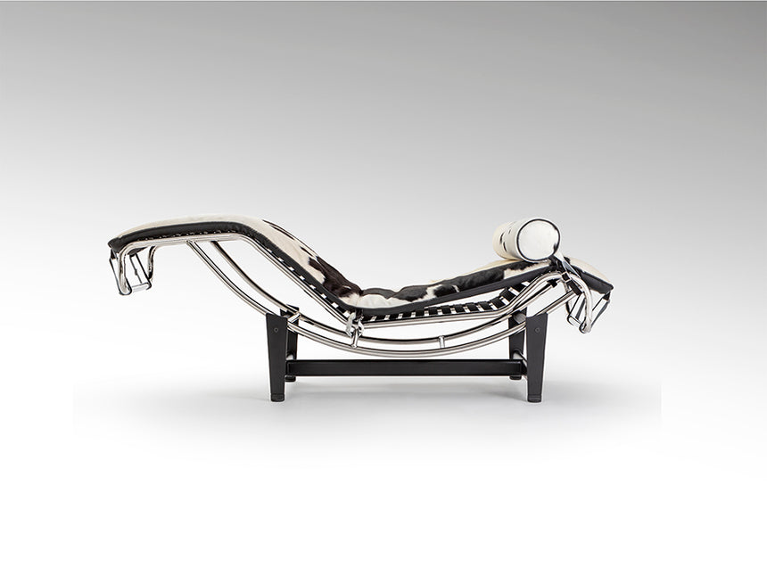 Chaise longue Schuller Leco cromo y negro piel y acero 154x56cm 458436