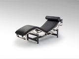Chaise longue Schuller Leco cromo y negro piel y acero 154x56cm 458467