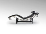 Chaise longue Schuller Leco cromo y negro piel y acero 154x56cm 458467