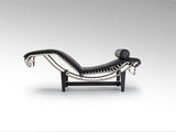 Chaise longue Schuller Leco cromo y negro piel y acero 154x56cm 458467
