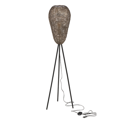 Lámpara de pie Trio Ziva LED latón antiguo 3000K 140cm 465300104