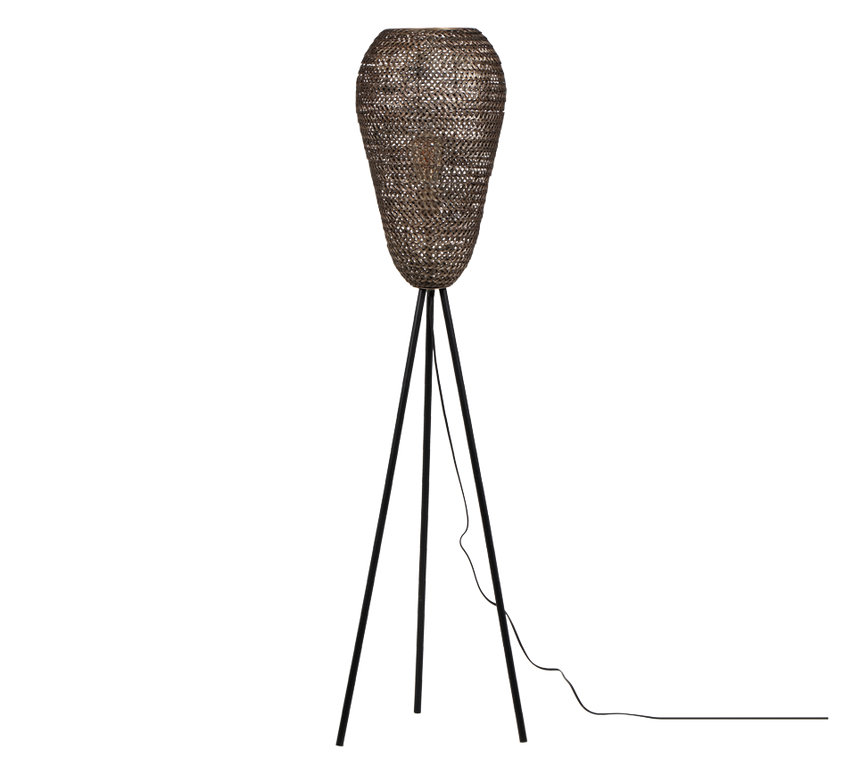 Lámpara de pie Trio Ziva LED latón antiguo 3000K 140cm 465300104