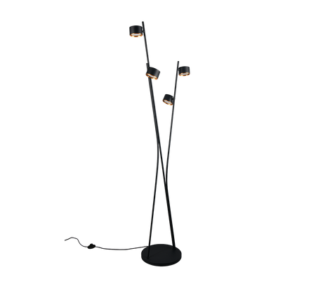 Lámpara de pie Trio Coda LED negro y dorado 2700K 180cm 469000480