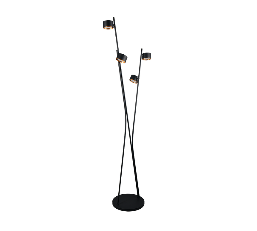 Lámpara de pie Trio Coda LED negro y dorado 2700K 180cm 469000480