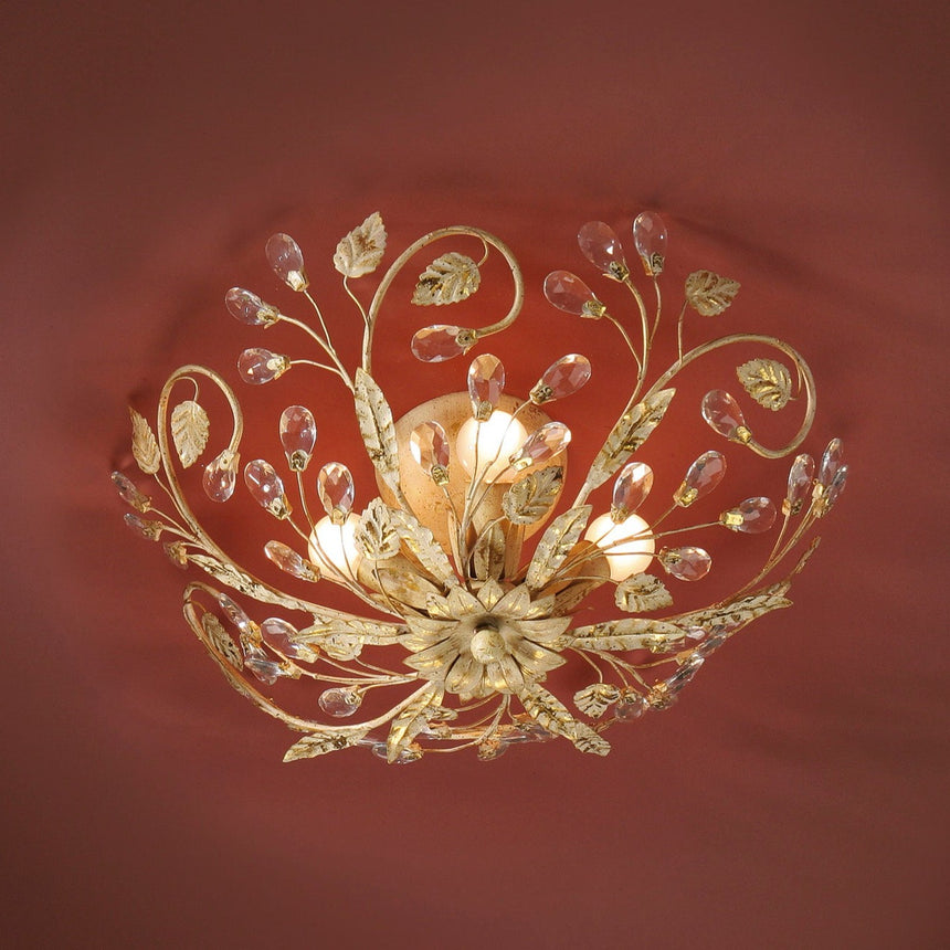 Schuller Verdi Plafón marfil, oro y transparente 481541
