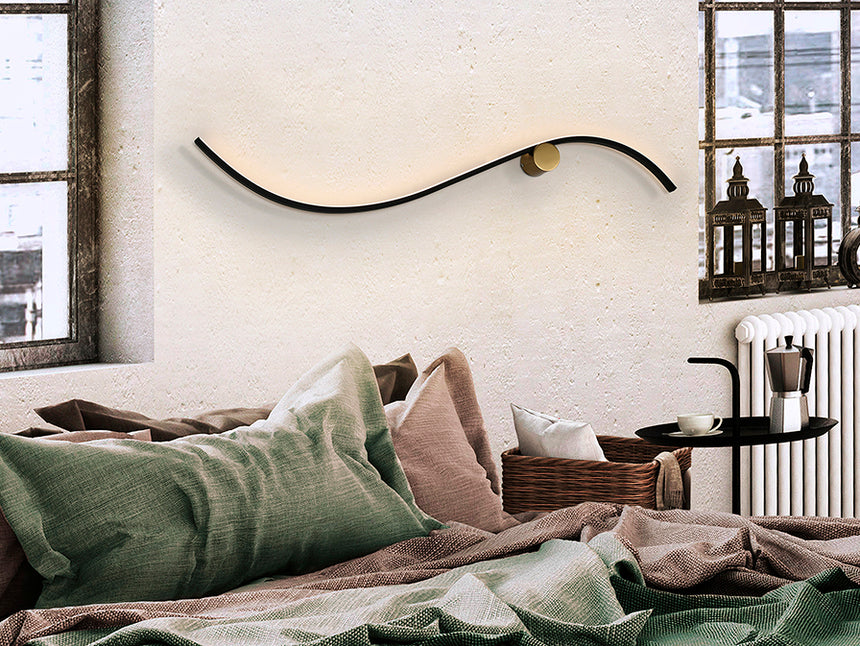 Schuller Siloe Lámpara aplique de pared negro oro 483265