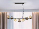 Schuller Inoa 7-Light Pendant Ceiling Lamp, Black Smoke Amber 494436