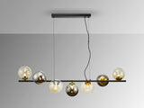 Schuller Inoa 7-Light Pendant Ceiling Lamp, Black Smoke Amber 494436