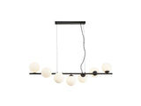 Lámpara de techo colgante bolas Schuller Inoa 7 luces negro y ácido opal ambiente