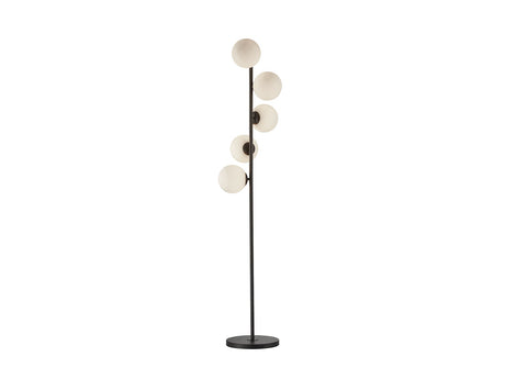 Lámpara de pie de salón bolas Schuller Inoa 5 luces negro y ácido opal 159cm ambiente