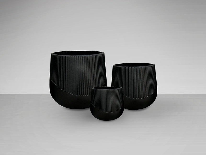 Schuller Kyoto Set of 3 Black Planters 495080