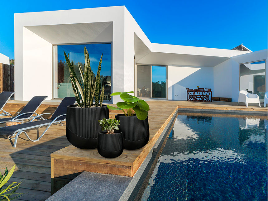 Schuller Kyoto Set of 3 Black Planters 495080